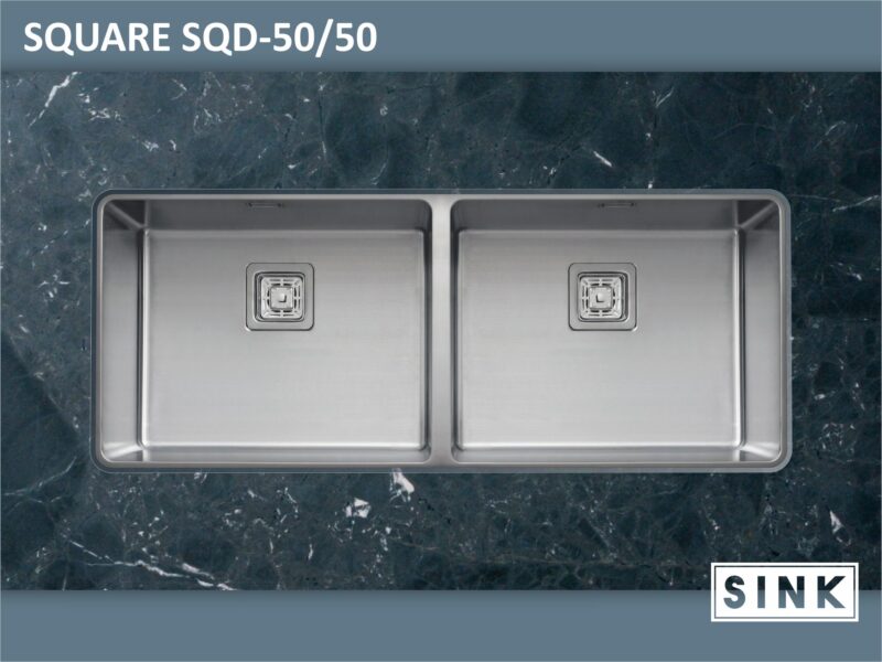 Cuba Square [50+50] Dupla Inox Escovada Sink 1085X450X200mm