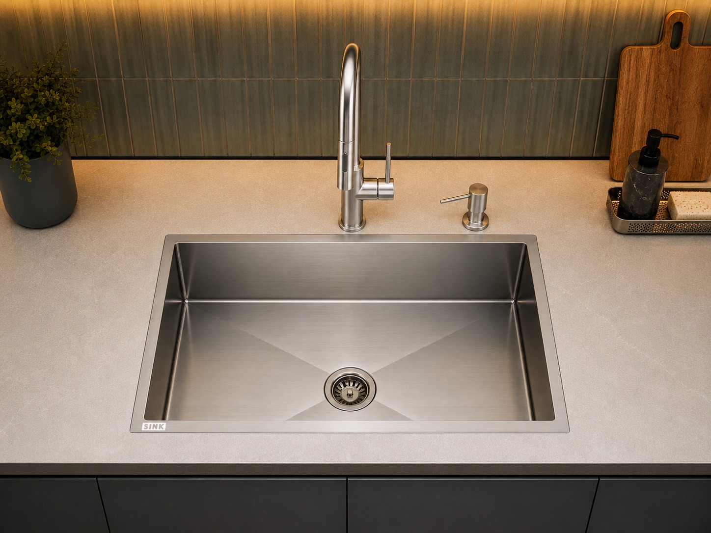 Cuba Quadra Gourmet QD70 R10 Inox 700X400X200mm Escovado Embutir/Sobrepor SINK - Imagem 3