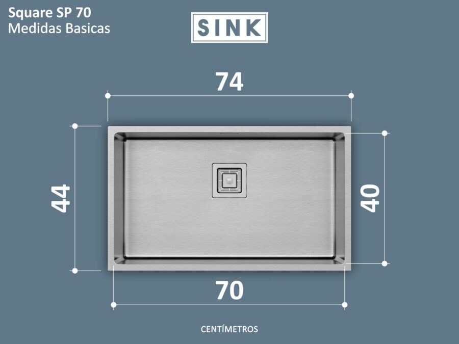 Cuba Inox Square Premium 700X400X200mm Escovado Embutir R15 4.1/2" SINK - Image 4